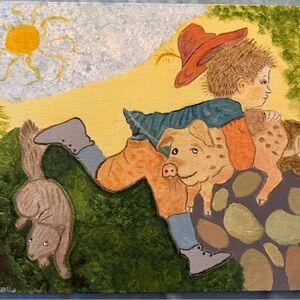 Colorful Child and Animals Painting